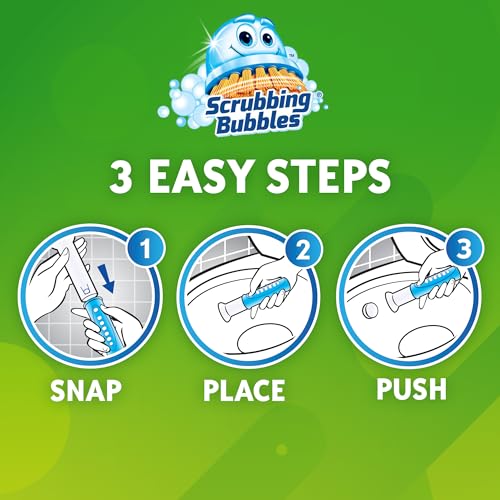 Scrubbing Bubbles Fresh Gel Toilet Bowl Cleaning Stamps, Helps Keep Toilet Clean and Helps Prevent Limescale & Rings, Citrus Scent, 1 Dispenser with 6 Fresh Gel Stamps