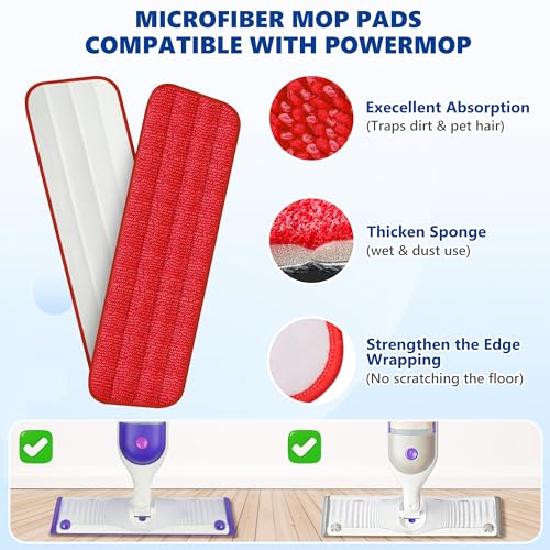 Spray Mops for Floor Cleaning: EXEGO Wet Mop with 3 Washable Microfiber Pads for Swiffer Powermop - Floor Flat Mop Dust Dry Nops for Hardwood Tile Wood Laminate Vinyl Marble - Home Commercial Mop