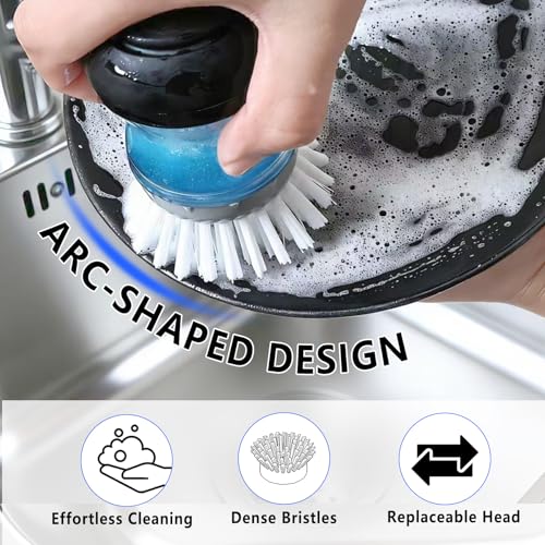 MiUWUU 4 Pack Brush Refills for OXO Dish Brush Refill B, Brush Head Replacement OXO Dish Brush Replacement Head（Grey Round）