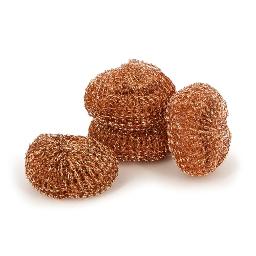 Pine-Sol Heavy-Duty Copper Coated Scrubbers - Premium Scrub Sponges for Cast Iron Pans, Stainless Steel Cookware, Oven Racks, and Grills, 4 Pack