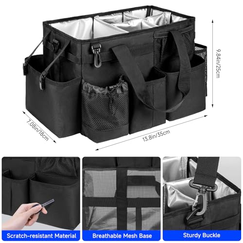 Cleaning Caddy Bag, Cleaning Supplies Organizer for Housekeepers, Housekeeping Caddy with Handle and Detachable Padded Cushion, Black