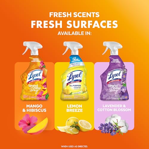 Lysol All Purpose Cleaner Spray, Multi-Purpose Disinfecting Spray, Kitchen & Bathroom Cleaner, Mango & Hibiscus Scent, 32 Fl Oz