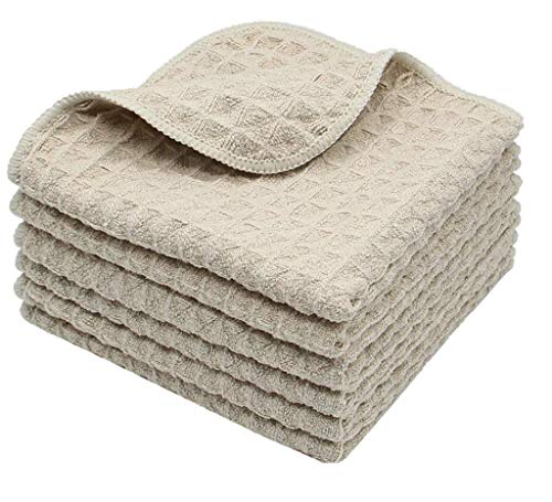 VeraSong Microfiber Kitchen Cleaning Cloth, 12inch X 12inch, 6 Pack, Khaki