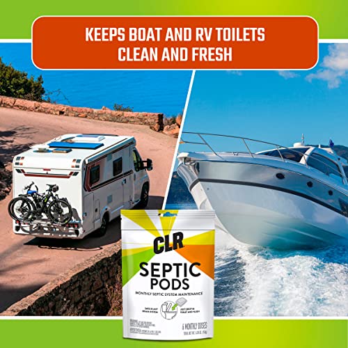 CLR Septic System Treatment Pods, Hassle-Free, Dissolvable and Easy to Flush, Formulated with Biobased Ingredients, Helps prevent Clogs and Build-up, 6 Month Supply