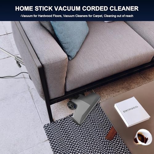Cotiro Corded Stick Vacuum Cleaner, Lightweight High Power Handheld Vac with Crevice Tool for Home, Apartment, Carpet, Pet Hair & Hardwood Floors, Black