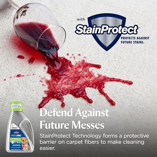 Bissell PET PRO OXY Urine Eliminator with Febreze Carpet Deep Clean Solution, with StainProtect Technology, for use in leading upright carpet cleaners, 48oz, Our best formula for pet messes & odors