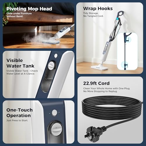 GOATCLEAN® 11-in-1 Steam Mop, 212°F Powerful Handheld Steam Cleaner for Home, Multi-Purpose Floor Steamer for Hardwood Floors, Tile, Carpet & Wall, Chemical-Free Cleaning with 22.9FT Cord