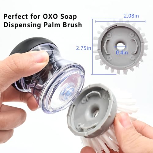 MiUWUU 4 Pack Brush Refills for OXO Dish Brush Refill B, Brush Head Replacement OXO Dish Brush Replacement Head（Grey Round）