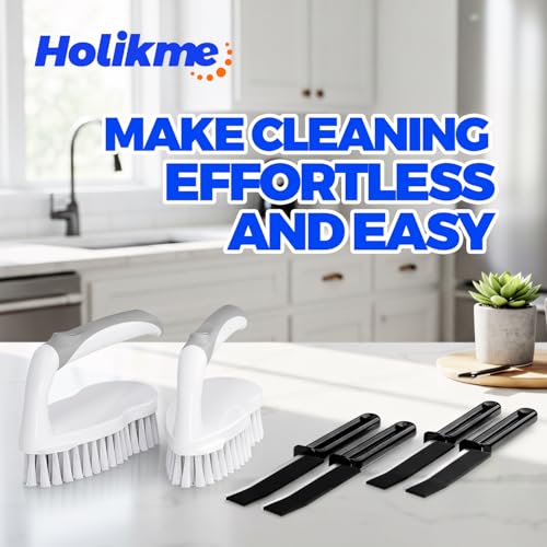 Scrub Brush - 6 Pack, Scrub Brushes for Cleaning, Heavy-Duty Scrub Brush, Stiff Bristles Cleaning Brush, for Kitchen, Bathtub, Floor and Wall Surfaces, Grey