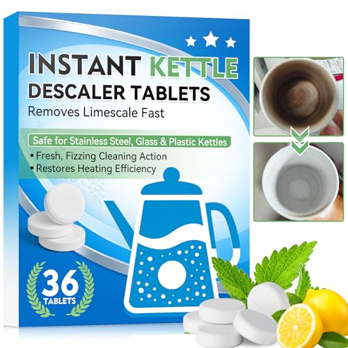 JOYAONE Kettle Descaler Tablet, Citric Acid for Cleaning Kettles, Coffee Machines, Shower Heads, 36 Pack Kettle Cleaner Tablets Remove Limescale & Mineral Buildup, Suitable for Hard Water Living Area