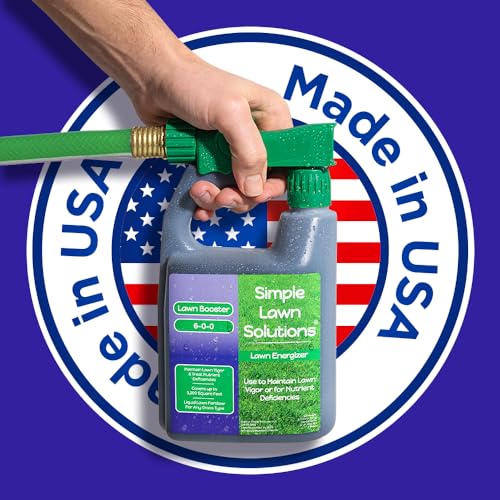 Commercial Grade Lawn Fertilizer with Iron- Liquid Fertilizer Spray- Nitrogen and Iron for Deeper Green Turf- Any Grass Type - Simple Lawn Solutions - Lawn Energizer - 32 Ounce