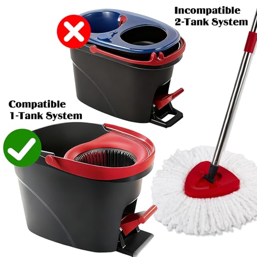Spin Mop Replacement Set for O-Ceda EasyWring 1-Tank System, 16 Microfiber Spin Mops Refills,1 Scrubber Head,1 Triangle Spin Base,and(31-63in) Adjustable Handle Set Combo
