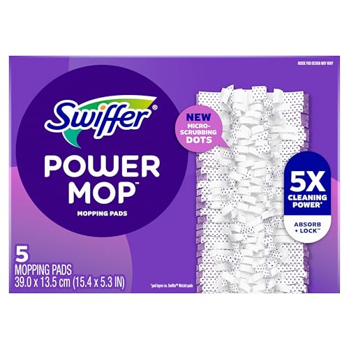 Swiffer PowerMop Multi-Surface Mopping Pad Refills for Floor Cleaning, 5 count