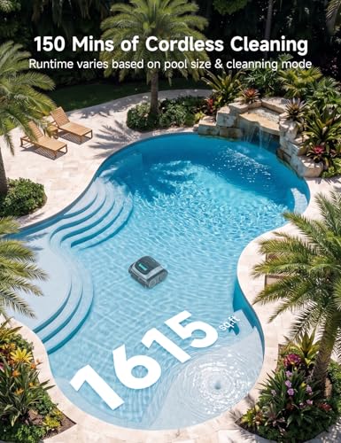 (2026 Upgrade) WYBOT C1 Cordless Robotic Pool Cleaner, 4-in-1 Pool Vacuum for Inground Pools & Above Ground Pool Up to 150 Mins Runtime, Power Suction with Smart Navigation & APP Control, Lake Green