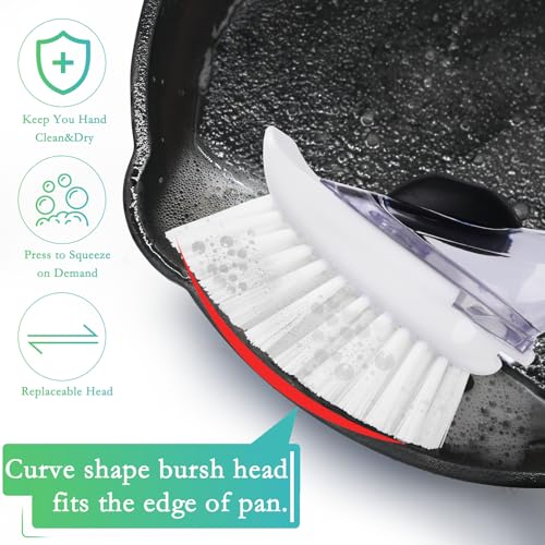 New Brush Refills for OXO New Soap Dispensing Dish Brush - 4 Pack Dish Brush Cleaning Soap Dispensing Head Replacement for Scrubber
