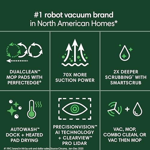 iRobot Roomba Plus 505 Combo Robot Vacuum & Mop with AutoWash Dock - Extending Spinning Mop Pads, Self-Empties, Pad Wash & Heated Drying, Self-cleaning, Recognizes & Avoids Obstacles, LiDAR Navigation
