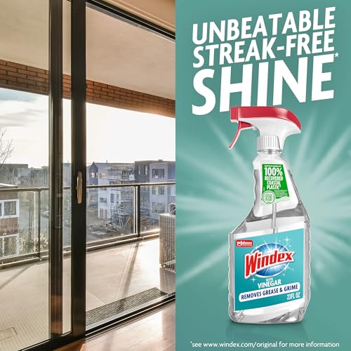 Windex Vinegar Glass and Surface Cleaner Spray Bottle, Packaging Designed to Prevent Leakage and Breaking, Surface Cleaning Spray, 23 Fl Oz