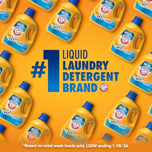 ARM & HAMMER Plus OxiClean Ultra Stain Fighters Liquid Laundry Detergent, Stain Remover for Clothes, Fresh Scent, 122 Loads, 158.6 Fl Oz