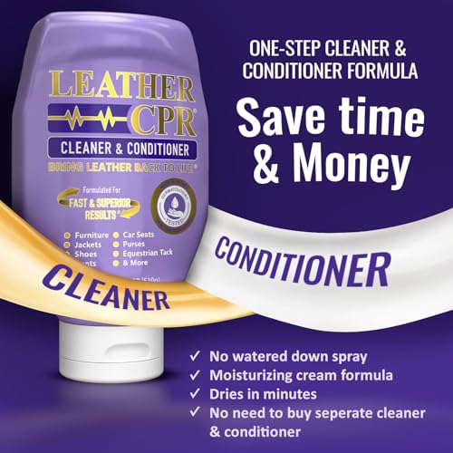 Leather CPR Cleaner and Conditioner 18oz. Bring Leather Back To Life on Furniture, Car Seats, Handbags, Jackets, Boots, Saddles, Purses & Shoes. Restores Shine, Softness & Color to Real Leather