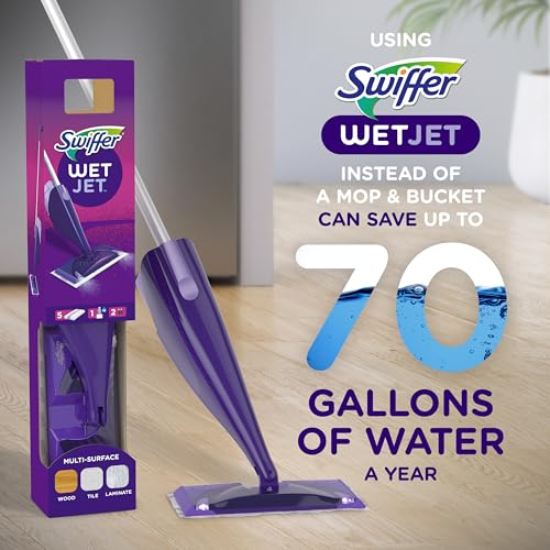 Procter & Gamble 49886 Wetjet Mop Starter Kit With 10 Pads And 1 Cleaner, 11.3 X 5.4 Head, Silver Handle