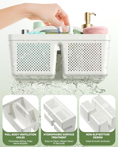 MLIKLU 4 Pack Portable Shower Caddy Basket with Handle, Plastic Cleaning Caddy Organizer for Bathroom, College Dorm, Kitchen & Laundry Room, Divided Storage Tote for Toiletries and Cleaning Supplie