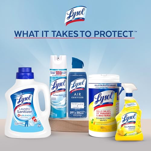 LYSOL Disinfecting Wipes, All Purpose Cleaner, Multi-Surface Antibacterial Cleaning Wipes, Household Cleaning Supplies, Dorm Essentials, Lemon + Mango & Hibiscus + Crisp Linen Scent, 80 ct. (4 Pack)