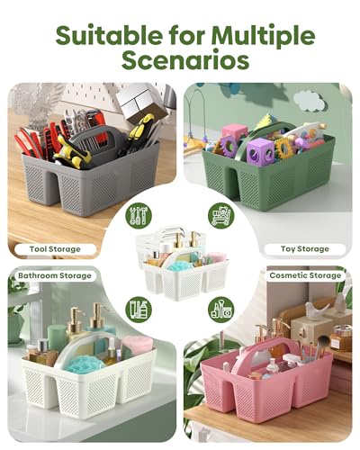 MLIKLU 4 Pack Portable Shower Caddy Basket with Handle, Plastic Cleaning Caddy Organizer for Bathroom, College Dorm, Kitchen & Laundry Room, Divided Storage Tote for Toiletries and Cleaning Supplie