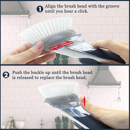 Brush Refills for OXO Dish Brush - 4 Pack Dish Brush Cleaning Soap Dispensing Head Replacement for Scrubber(Grey)