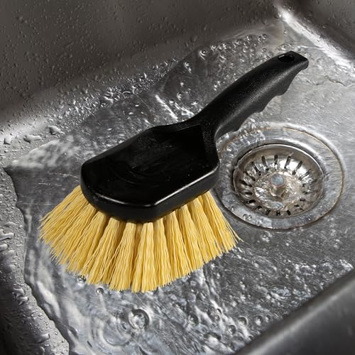 SPARTA Plastic Scrub Brush, Cleaning Brush, Utility Brush with Polypropylene Bristles For Cleaning, 8 Inches, Black