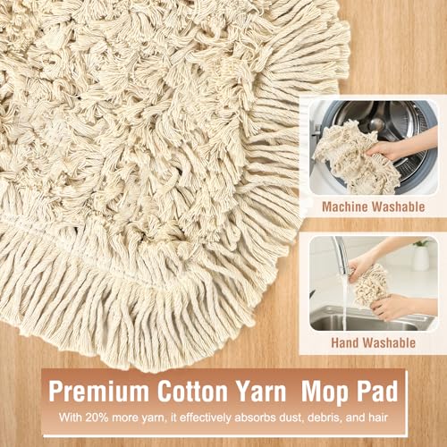 Commercial Dust Mop for Hardwood Floors Cleaning, Heavy Duty Industrial Dry Mop with 2 Wedge Cotton Mop Pads for Walls Cleaner,Tile,Vinyl,Laminate, Floor Duster Broom for Home and Business Use,Blue