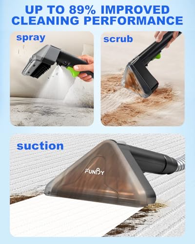 Portable Carpet Cleaner Machine,Carpet & Upholstery Cleaner Machine,15KPA Portable Small carpet Cleaner with Powerful Suction,Handheld Carpet Cleaner with 3 Brushead,portable Carpet cleaner for Pets