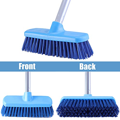 YONILL Deck Brush with Long Handle - Floor Scrub Brushes for Cleaning Shower, Stiff Bristle Scrubbing Brush, 50" Floor Scrubber Brush for Bathroom, Bathtub, Tub, Tile Floors, Garage and Patio