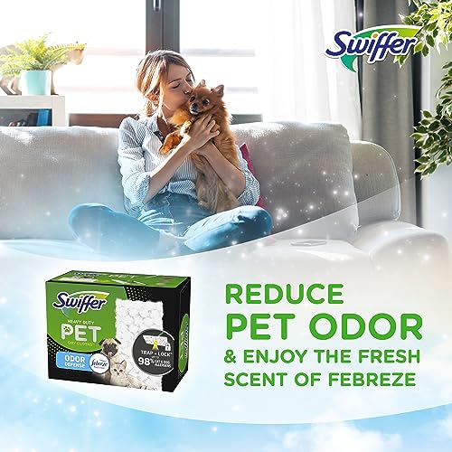 Swiffer Sweeper Pet Heavy Duty Dry Multi-Surface Cloth Refills for Floor Sweeping and Cleaning, Febreze Freshness, 10 Count