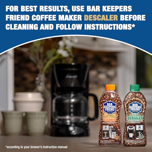 Bar Keepers Friend Coffee Maker Cleaner (2 x 12 oz) Removes Stains & Oily Residue from Espresso Machines, Carafes, Thermos, Drip Coffee Pots, Single-Cup Coffee Makers & More