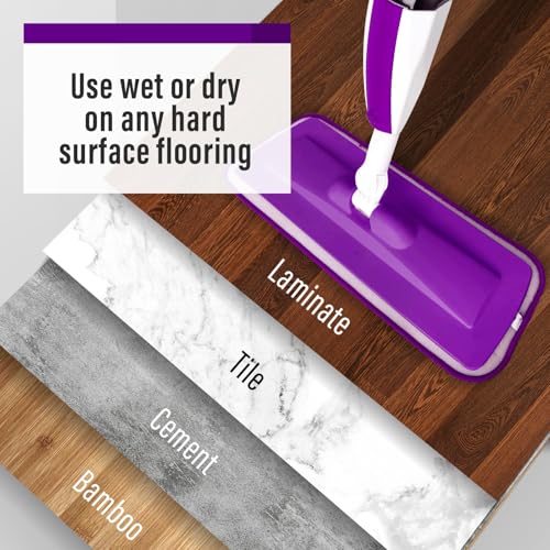 Wet Spray Mop for Floor Cleaning with 14 oz Bottle & 3 Microfiber Pads