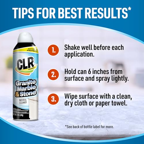 CLR Clean & Clear Stone, Granite, Marble, and Stone Cleaner, 12 Ounce Aerosol Spray Can (Packaging May Vary)