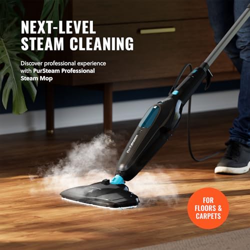PurSteam Professional Steam Mop | Multi-Surface Floor Cleaner for Hardwood, Tile, Laminate & Carpet | Fast Heating, Lightweight & Chemical-Free Cleaning