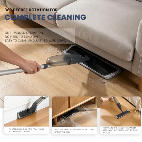 Spray Mop for Floor Cleaning with 360° Rotation - Multi-Surface Floor Cleaner for Wet/Dry Mopping Lightweight Handle for Kitchen Bathroom Hardwood&Tile Floors