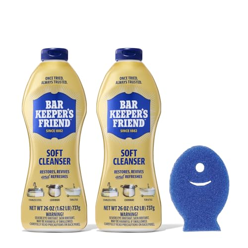 Bar Keepers Friend Soft Cleanser Liquid, 26 oz x 2, Multipurpose Surface Cleaner for Rust Stains, Soap Scum & Grease from Stainless Steel & More