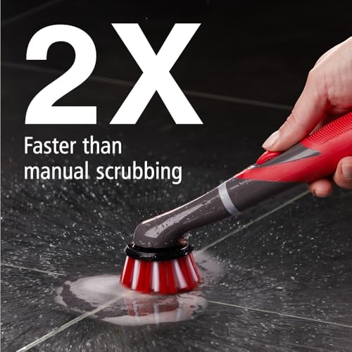 Rubbermaid Reveal Power Scrubber 5-Piece Kit, Cordless Electric Battery Powered Spin Scrub Brush, Water Resistant, for Home/Kitchen/Bathroom/Grout/Tile/Shower/Tub