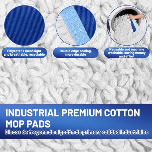 EHADOO 36" Commercial Dust Mop: Dry Dust Broom for Hardwood Floors Cleaning - 2 Mop Pads 59" Long Handle Heavy Duty Frame - Industrial Professional Cleaning Supplies for Hotel Warehouse School Janitor