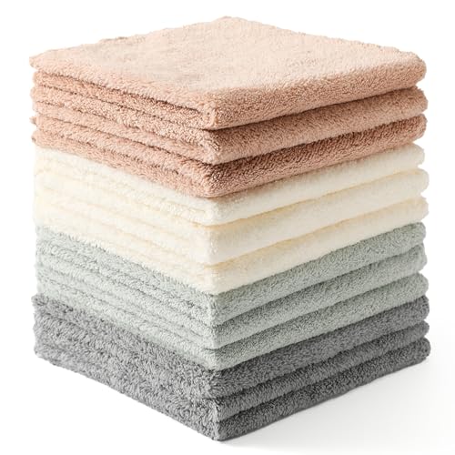 Neessno 12 Pack Cleaning Cloth,Ultra Soft Absorbent Quick Drying Microfiber Cleaning rags,No scratches,Reusable,Washable,Lint Free Cleaning Towels for Kitchen,Window,Glass,car,11.8"×11.8",(Multicolor)