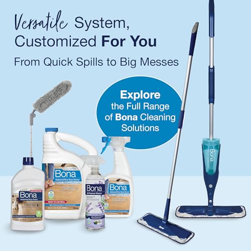 Bona PowerPlus Premium Motion Spray Mop for Hardwood Floors - Includes PowerPlus Hardwood Floor Cleaning Solution and PowerPlus Microfiber Cleaning Pad - Vibrating Spray Mop for Wood Floors