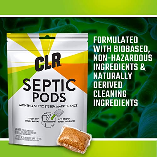 CLR Septic System Treatment Pods, Hassle-Free, Dissolvable and Easy to Flush, Formulated with Biobased Ingredients, Helps prevent Clogs and Build-up, 6 Month Supply