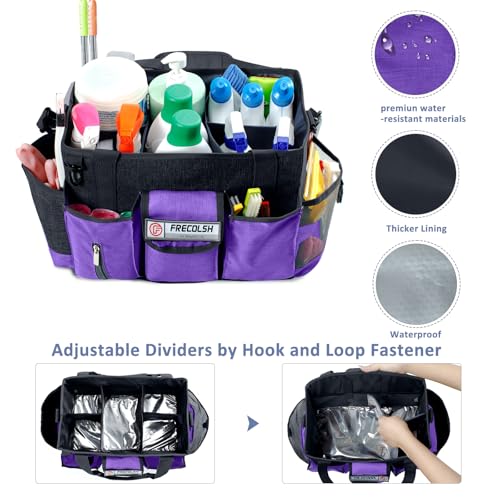 FRECOLSH Cleaning Caddy for Cleaning Suppliers Organizer with Pockets for House Cleaning Essentials, Cleaning Organizer, Wearable Cleaing Bag Tote, Storage Caddy for Housekeeping