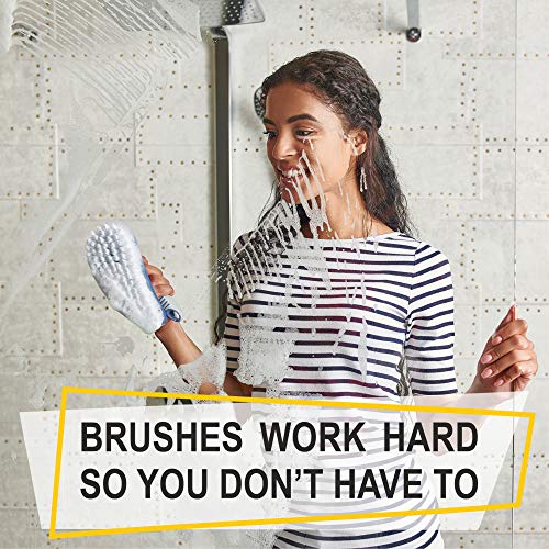 Scrub Brush Set of 3pcs - Cleaning Shower Scrubber with Ergonomic Handle and Durable Bristles - Grout Cleaner Brush - Scrub Brushes for Cleaning Bathroom/Shower/Tile/Kitchen/Floor/Bathtub/Carpet, Blue