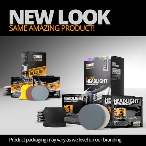 CERAKOTE® Ceramic Headlight Restoration Kit – Guaranteed To Last As Long As You Own Your Vehicle – Brings Headlights Back to Like New Condition - No Power Tools Required - 10 Wipe Kit
