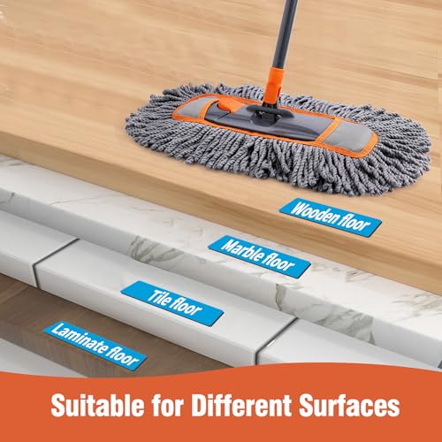 CLEANHOME Microfiber Dust Mop for Hardwood Floor Cleaning, Dry and Wet Baseboard and Floor Duster, Household Cleaning Tool for Kitchen, Bathroom