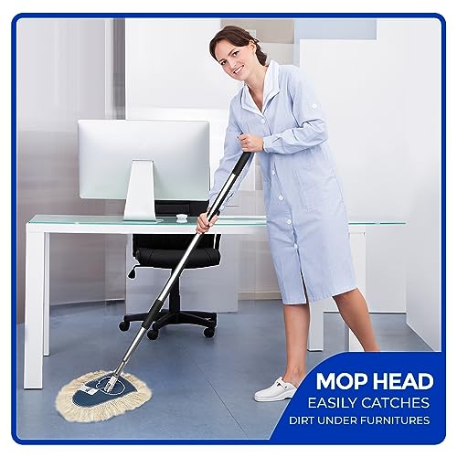 Nine Forty Heavy Duty, Industrial-Strength Cotton Wedge Dust Mop Head - Home & Commercial Hardwood Floor Cleaning - Designed for High-Performance Janitorial & Housekeeping Tasks