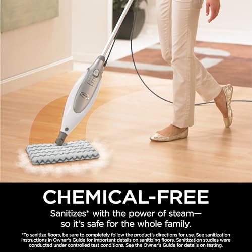 Shark® Professional Steam Pocket® Mop with Swivel Steering, 2 Washable Double-sided Pads, Steam Sanitization, Lightweight, Steam Cleaner for Sealed Hard Floors, Marble, Stone & Laminate, Grey, S3601